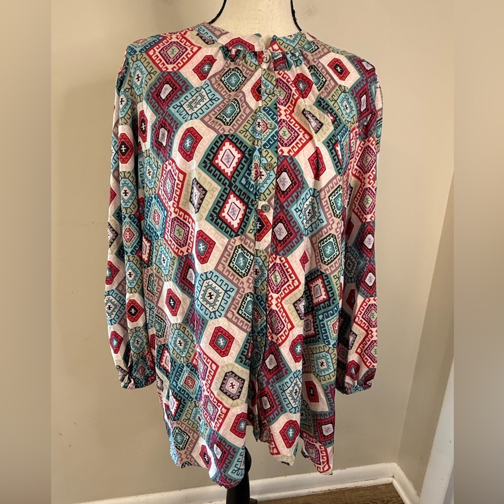 Tendency colorful geometric patterned top lightweight boho eclectic versatile XL